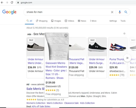 Online Ratings screen - Google online store